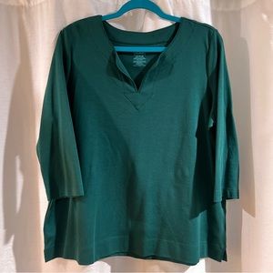 L.L. Bean 3/4 Sleeve Dark Green Top | 1X Plus